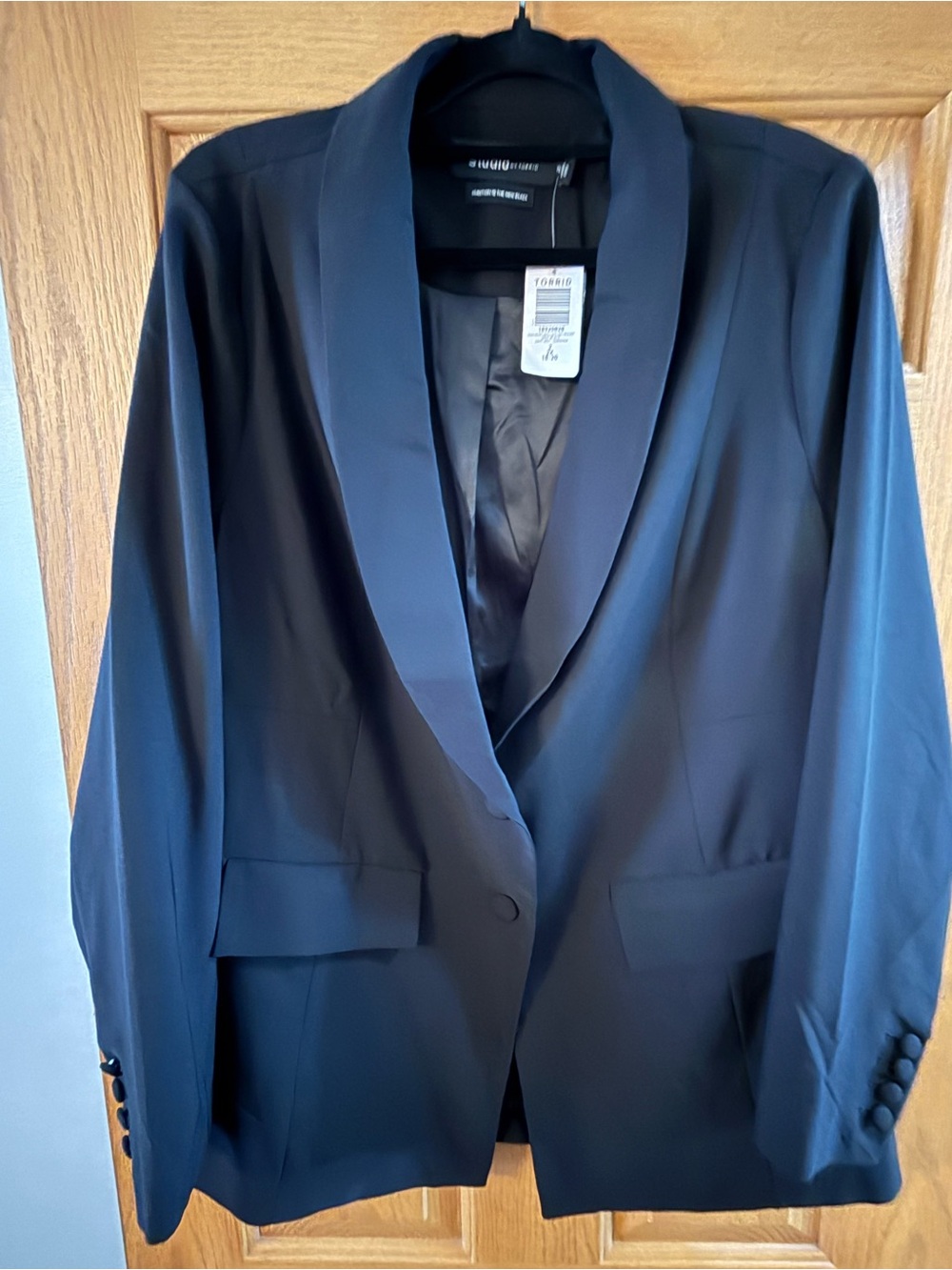 Torrid Studio Refined Crepe Classic Long Line Black Blazer